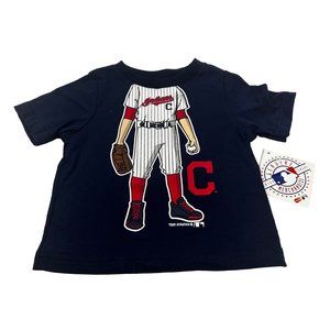 Team Athletics MLB Boy's 12 Month Cleveland Baseball Short Sleeve Tee Shirt Blue